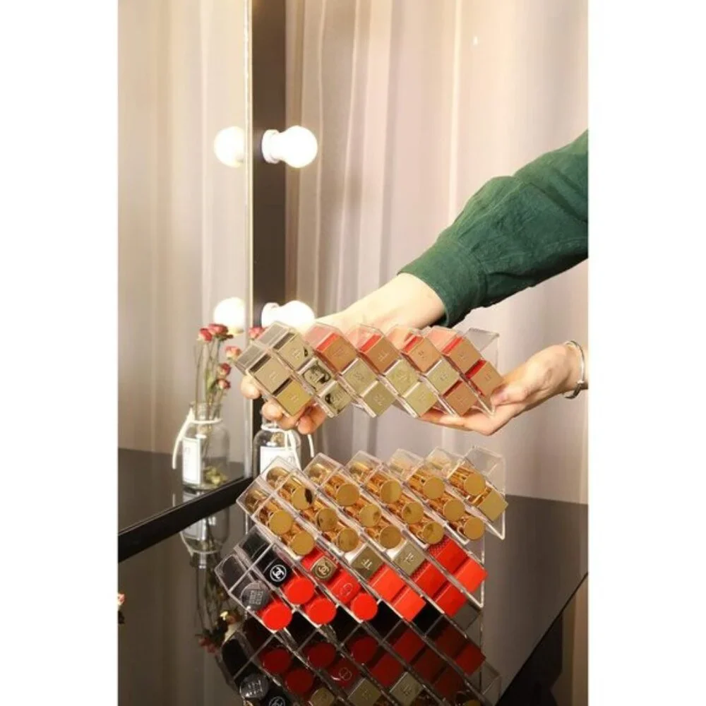 48-Slot Acrylic Lipstick Holder Organizer, Stackable Fish Shape Display - 3 Pack